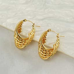 image-Stainless Steel Retro Earrings - Women Geometric Gold