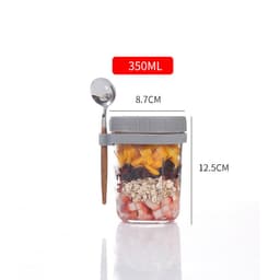 image-Oatmeal Cup Overnight Oatmeal Cup Breakfast Cup with Spoon Lid Mason Cup Glass Salad Jar Yogurt Cup
