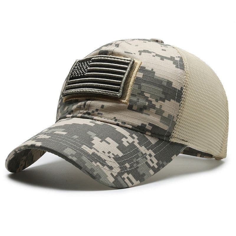 image-American Flag Baseball Cap - Blue Mesh Men's Outdoor Velcro Cap