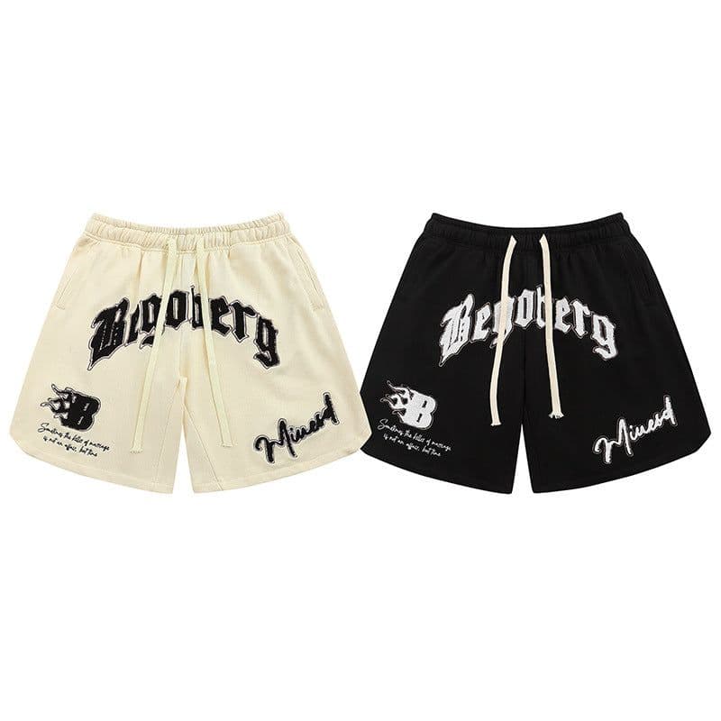 image-Men's American style high street letters towel embroidered shorts men and women ins tide brand street hip-hop couples loose wide legs