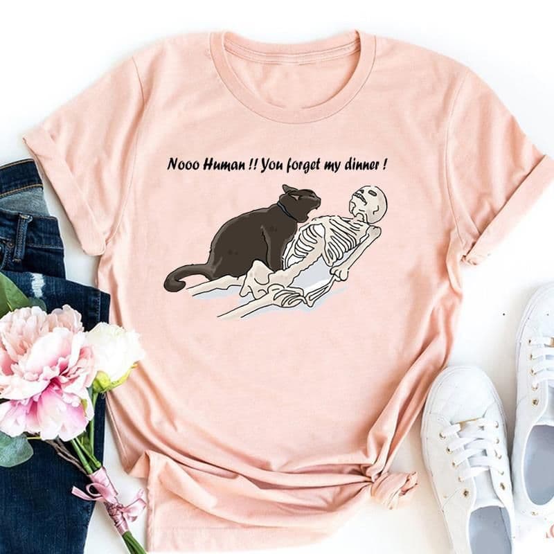 image-Cute Cat Print T-Shirt - Milk Silk 5XL Short Sleeve
