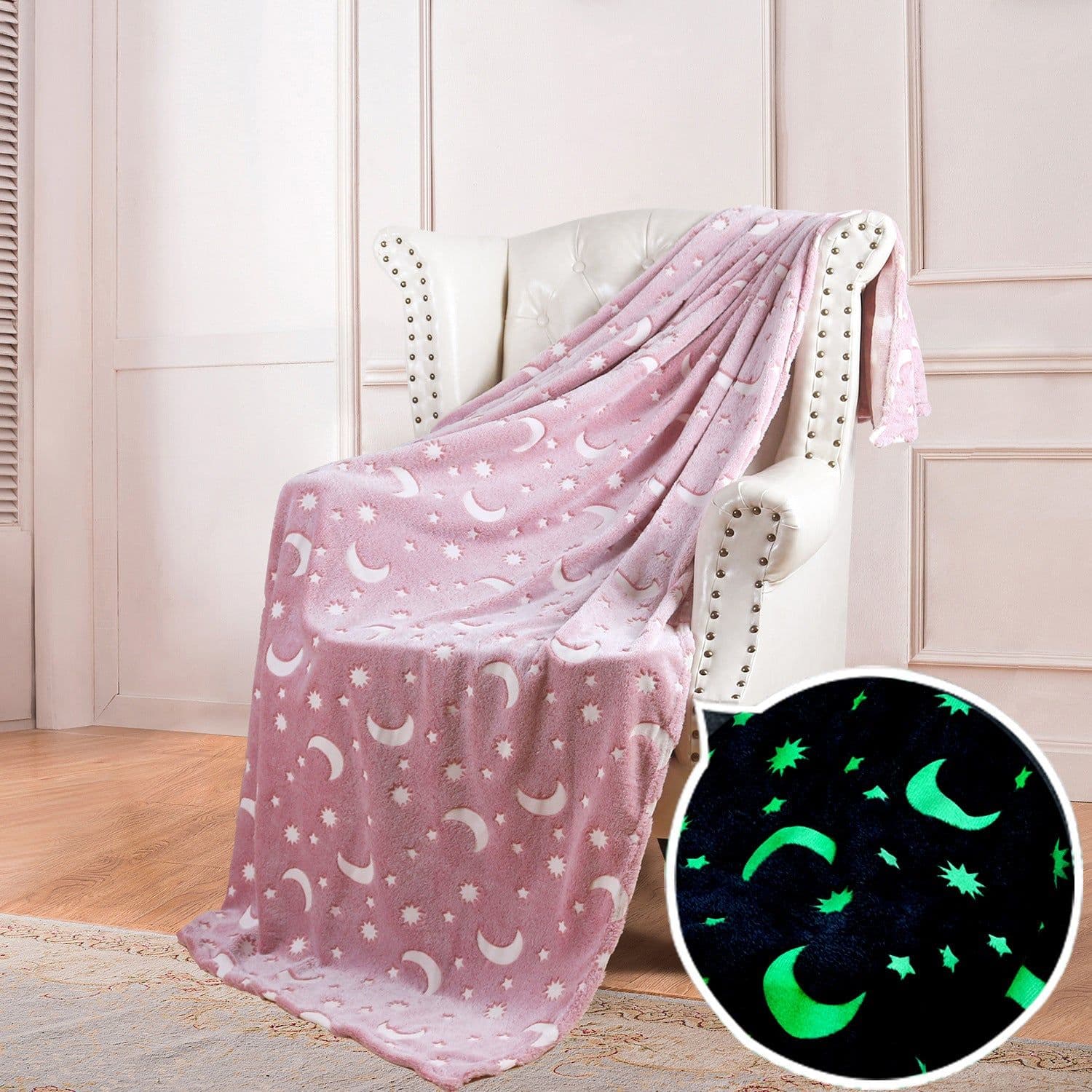 image-Luminous Double-Sided Flannel Blanket, Kids' Air-Conditioning Quilt, Maroon, 152x127CM