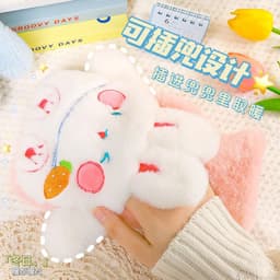 image-Water-filled Hot Water Bottle - Gray Plush 1000ML Thickened Hand Warmer Bag