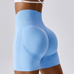 image-Light Gray Yoga Shorts - High Waist Women's Fitness