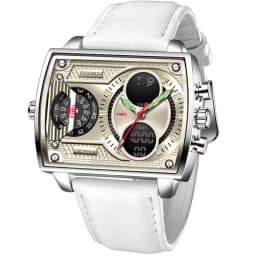 image-FOXBOX Quartz Watch Men 47mm Rectangle Mesh Silver
