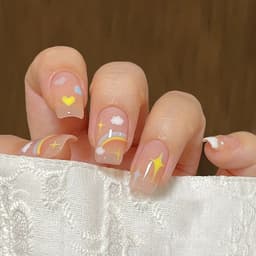 image-Winter fresh and simple pure lust style bride dance wear nails rainbow love rose fake nails wholesale