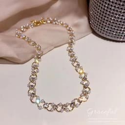 image-High-end French Pearl Zircon Necklace Red - Alloy Jewelry