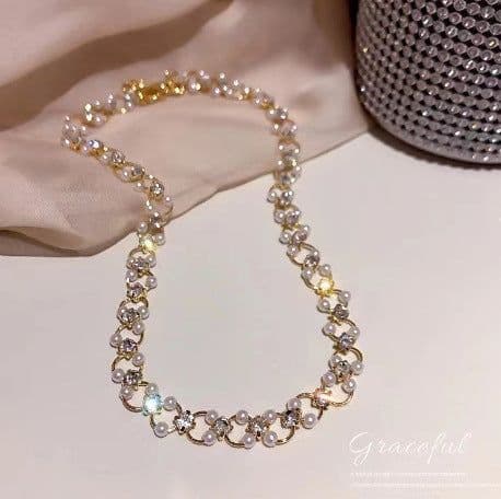 image-High-end French Pearl Zircon Necklace Red - Alloy Jewelry