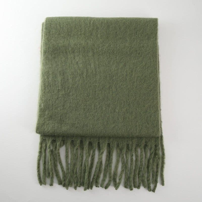 image-GINES LILY 28-Color Cashmere Scarf - Army Green, 43x225cm Warm