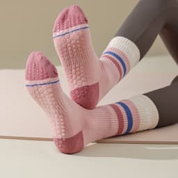 image-Women's Yoga Socks - Purple Cotton Mid-Tube Non-Slip