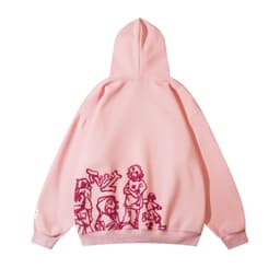 image-Zongchi Graffiti Hoodie - Pink Cartoon Loose