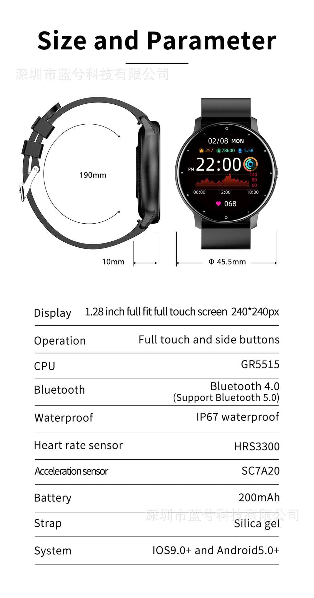 image-lormocat ZL02D Smart Watch - Yellow Heart Rate Blood Oxygen Monitor 1.28" IPS Screen