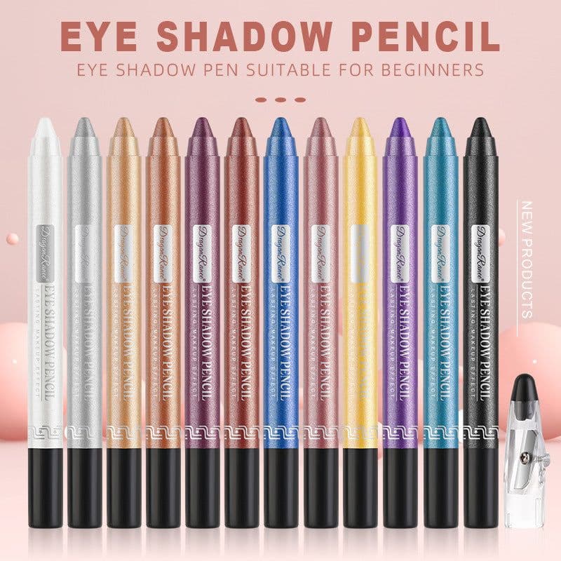 image-Cross-border eyeshadow pen, eyeliner, eyeshadow stick, eyeshadow silkworm pen, pearlescent eyeshadow pen with pencil sharpener, foaming pen