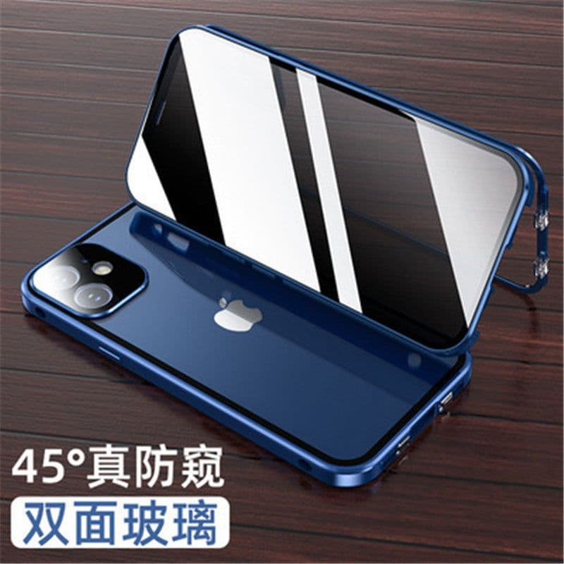 image-Suitable for iPhone15promax anti-peep goggles double buckle Magneto mobile phone case Apple 13 metal protective sleeve