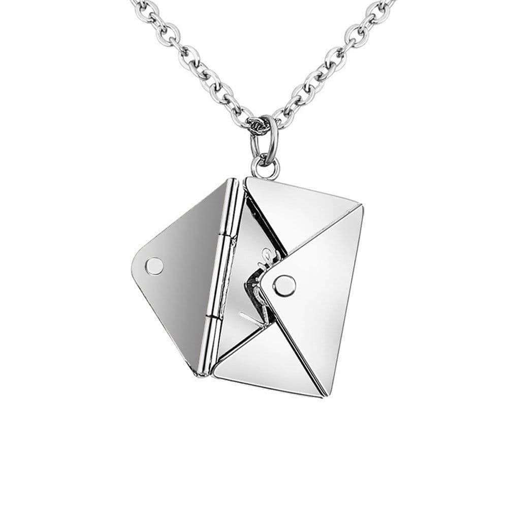 image-Titanium Steel Envelope Necklace - Custom Engraving
