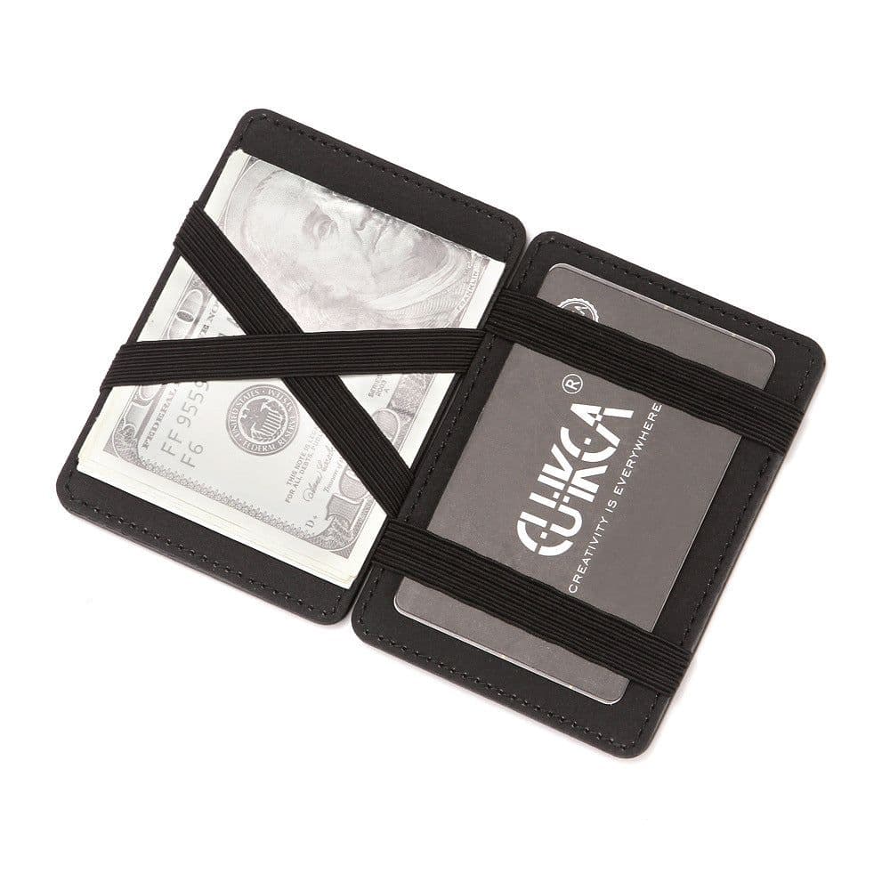 image-CUIKCA PU Leather Wallet - Black 2 Fold ID Card Holder