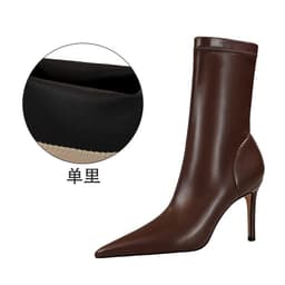 image-BIGTREE Stiletto High Heel Boots - Khaki Pointy Toe