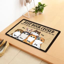 image-Dilla Cartoon Cat Floor Mat - Dark Coffee 40x65cm