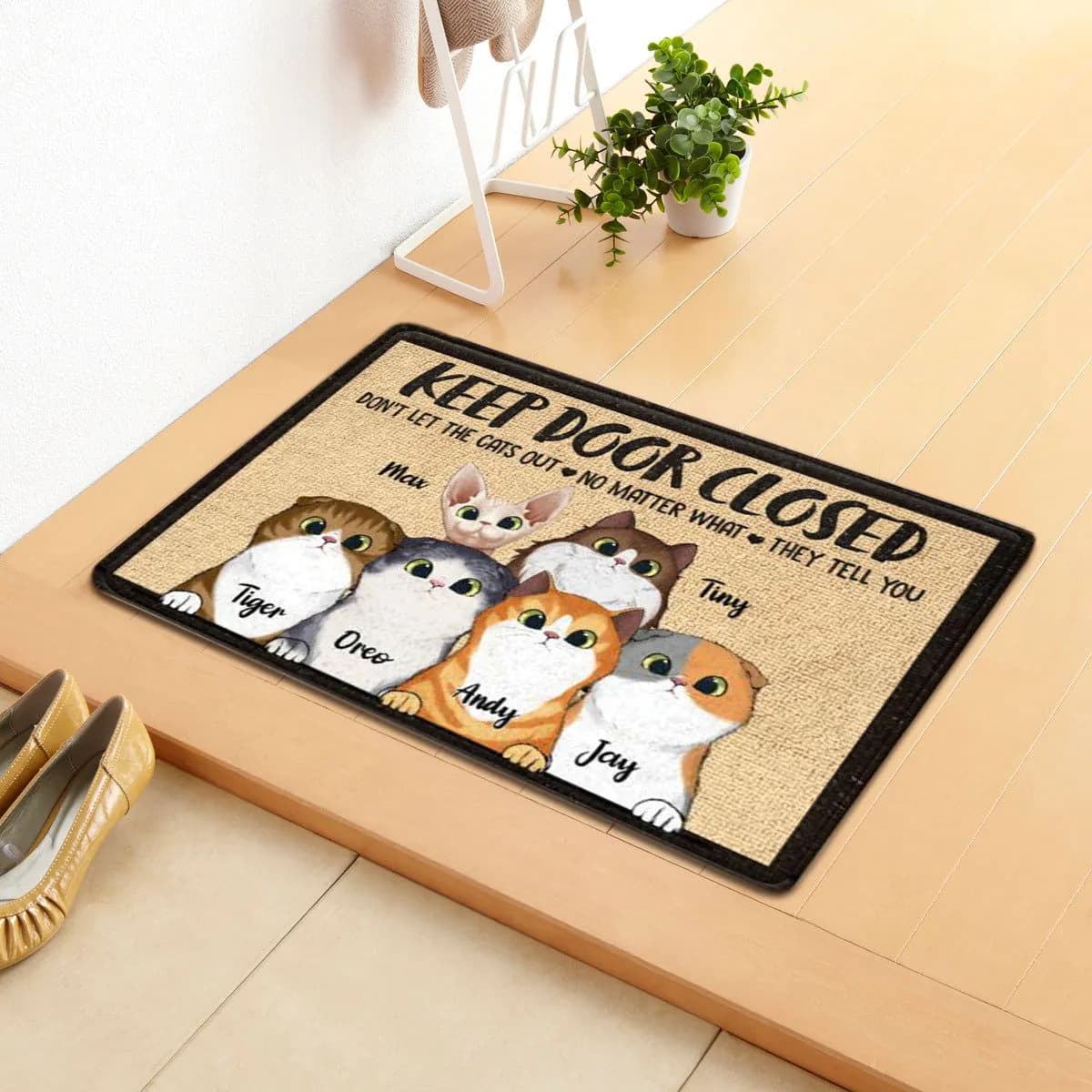 image-Dilla Cartoon Cat Floor Mat - Dark Coffee 40x65cm