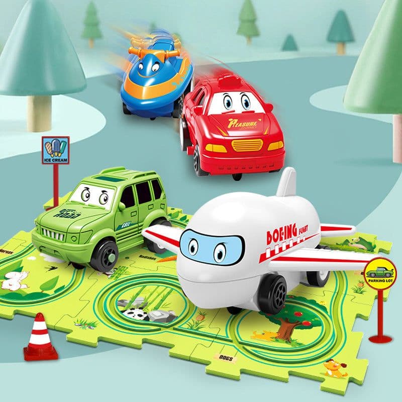 image-Children's Puzzle Track Car Electric DIY Toy
