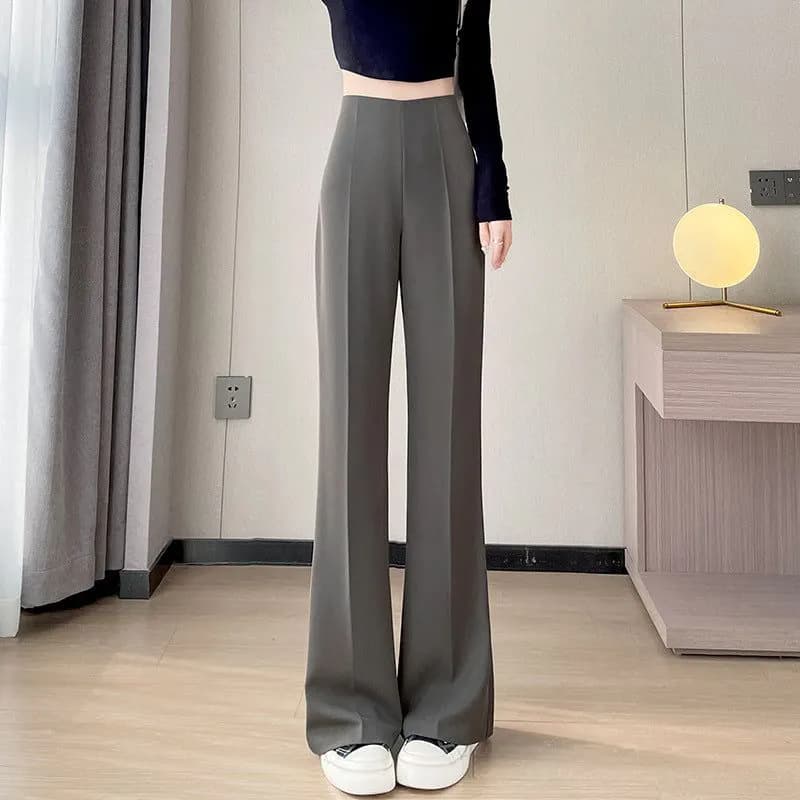 image-Women's High Waist Flared Pants Summer 2023 2XL Neutral Style