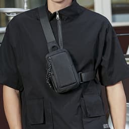 image-Men's Chest Bag - Black Oxford Cloth Small