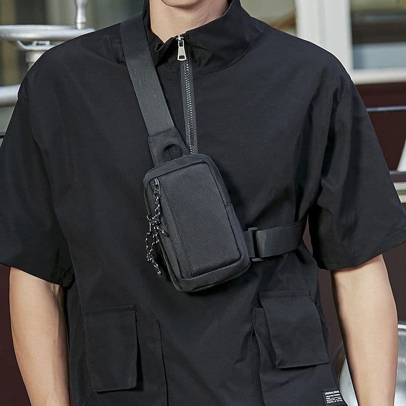 image-Men's Chest Bag - Black Oxford Cloth Small