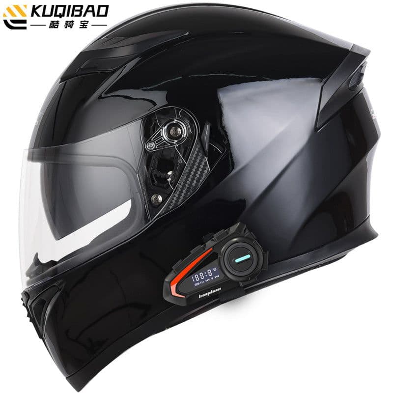 image-Coolqibao Motorcycle Full-Face Helmet Bluetooth XXL Gray