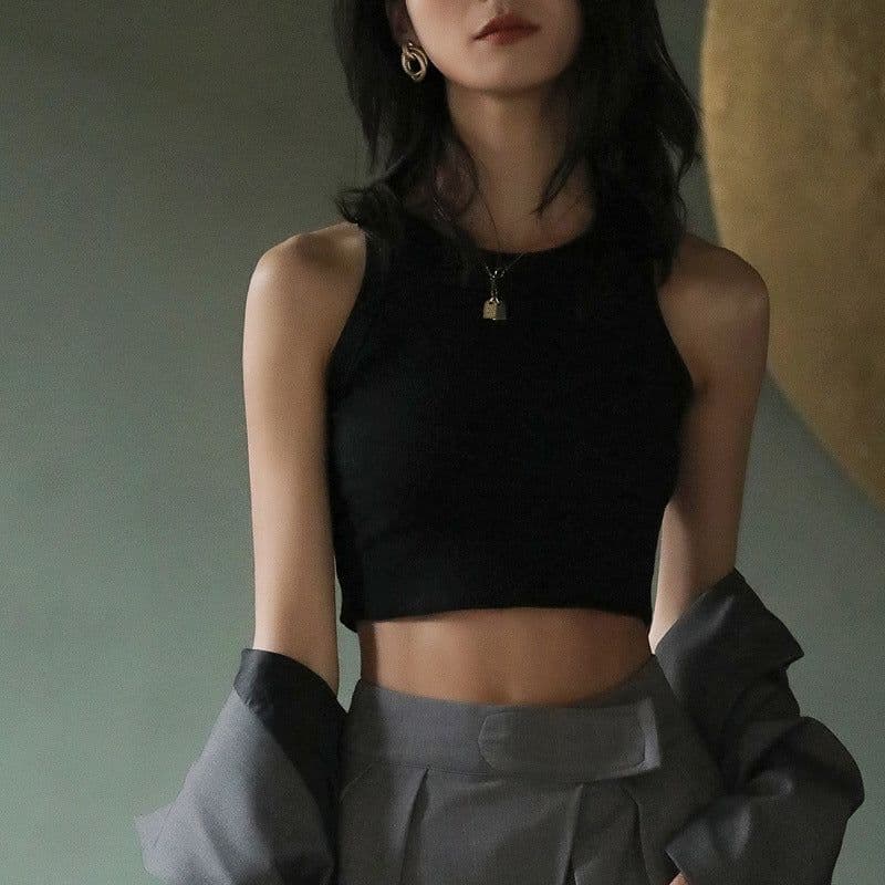 image-Net red short black bottoming thread camisole women's summer inner wear sleeveless design sense outer wear top trendy small