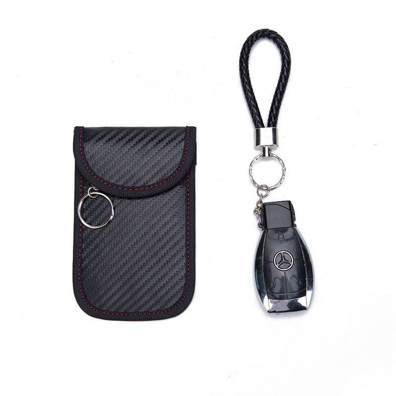 image-RFID Shielding Bag - Anti-Theft Carbon Fiber Key Bag, Black - Unisex