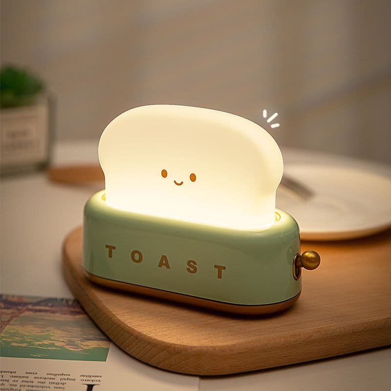 image-Bread machine night light led warm light bedroom bedside creative USB charging dimming lighting desk lamp timed sleeping light