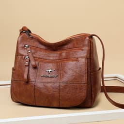 image-PU Shoulder Bag - Purple Small Square Soft Mother Bag