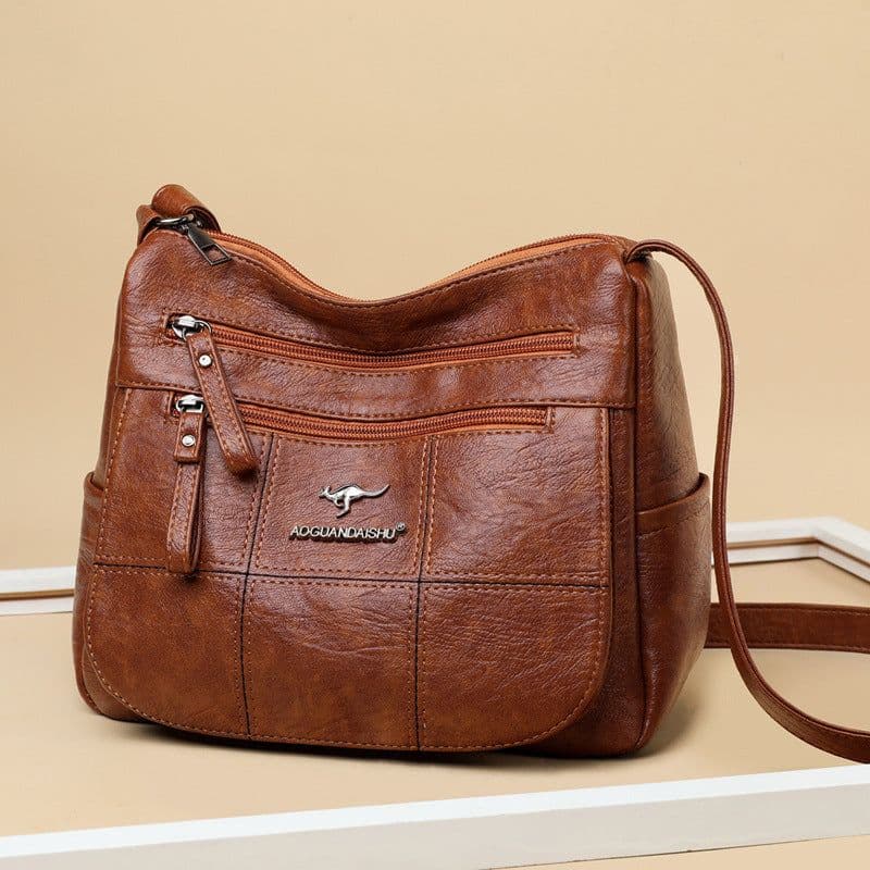 image-PU Shoulder Bag - Purple Small Square Soft Mother Bag