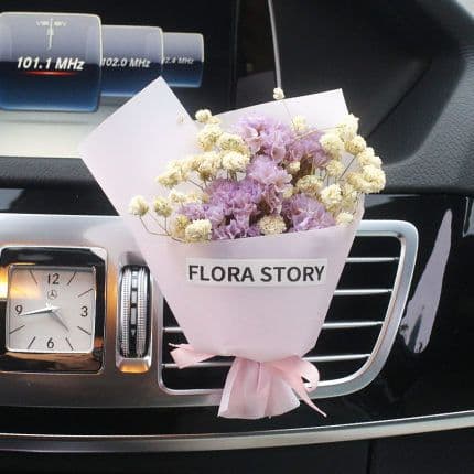 image-Aromatherapy Clip Bouquet - Beige Hydrangea Car Fragrance Decor