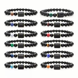 image-Constellation Bracelet - 8mm Natural Stone Agate Beads Unisex