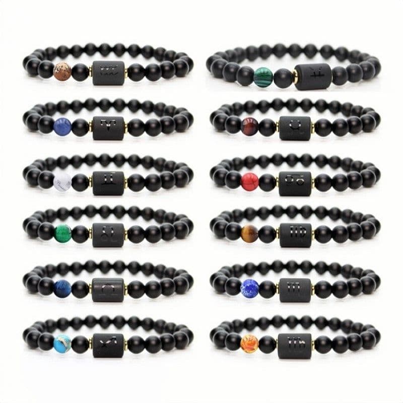 image-Constellation Bracelet - 8mm Natural Stone Agate Beads Unisex