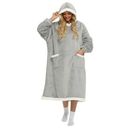 image-Winter blanket extra long vertical pocket fleece lazy blanket flannel lambswool TV TV blanket bathrobe