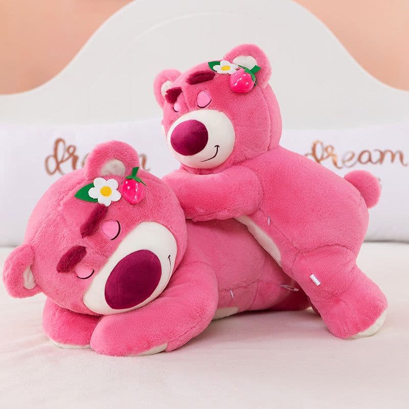 image-Strawberry Bear Plush Toy Pink Soft Doll