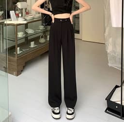 image-Korean Women's High Waist Black Pants Spring Summer