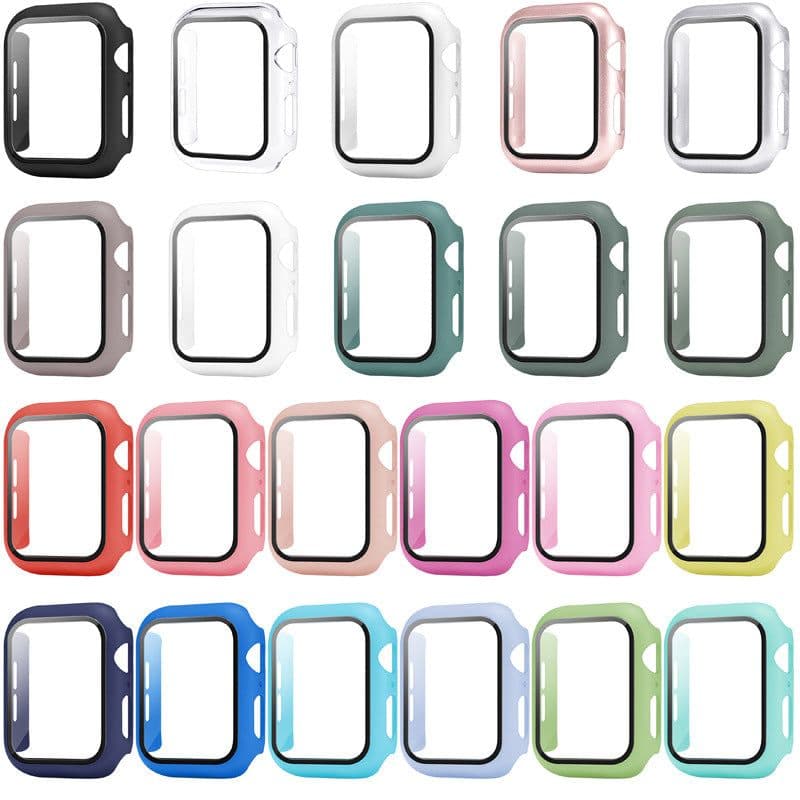 image-Suitable for Apple 7 representative case iwatch S7 watch protective cover shell film integrated PC frosted tempered film all-inclusive shell