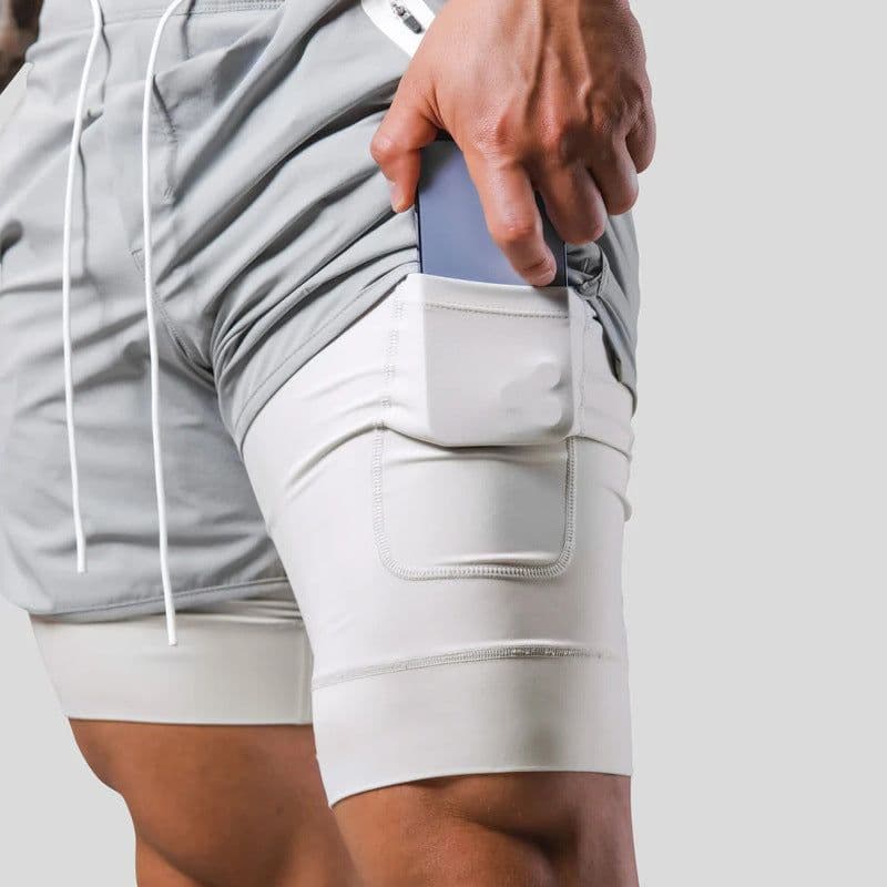 image-Summer LYFT new men's sports and leisure shorts double-layer fake two-piece basketball fitness perspiration quick-drying shorts