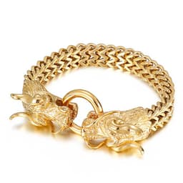 image-European and American Trend Jewelry Wholesale Men's Multilayer Bracelet Domineering Double Dragon Men's Bracelet Faucet Buckle