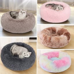 image-Plush cat litter kennel round removable and washable kennel winter warmth pet supplies bed dog bed kennel