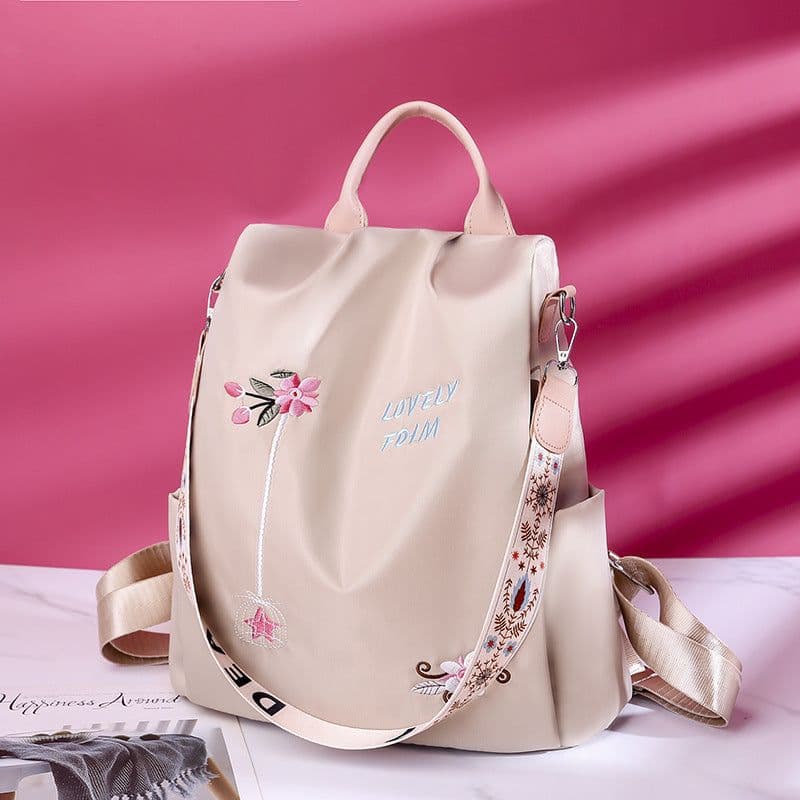 image-Ethnic style 3D embroidered backpack women's