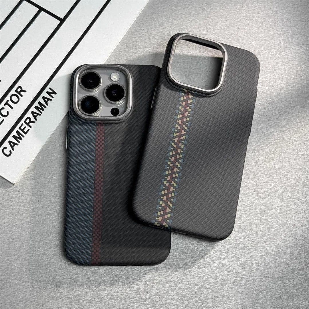 image-Suitable iPhone 15 Pro Max Kevlar Case - Carbon Fiber Pattern