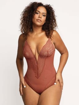 image-Sexy Hua Dai'er Lace Bodysuit - Black, Large Size, Shapewear