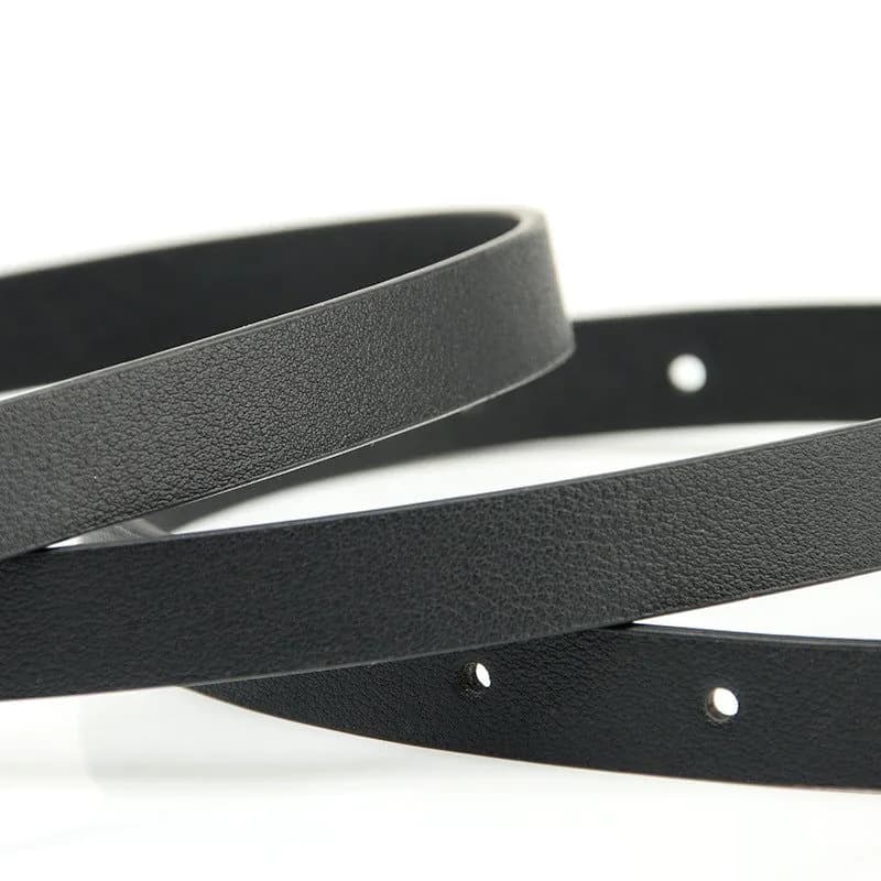 image-Simple Beige Women's PU Belt - Oval Buckle