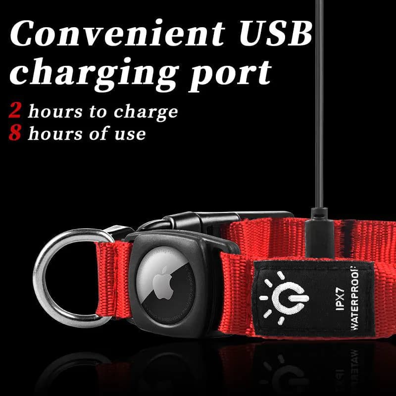 image-Hot selling airtag protective case positioning tracker case waterproof LED pet light-up collar protective case USB charging
