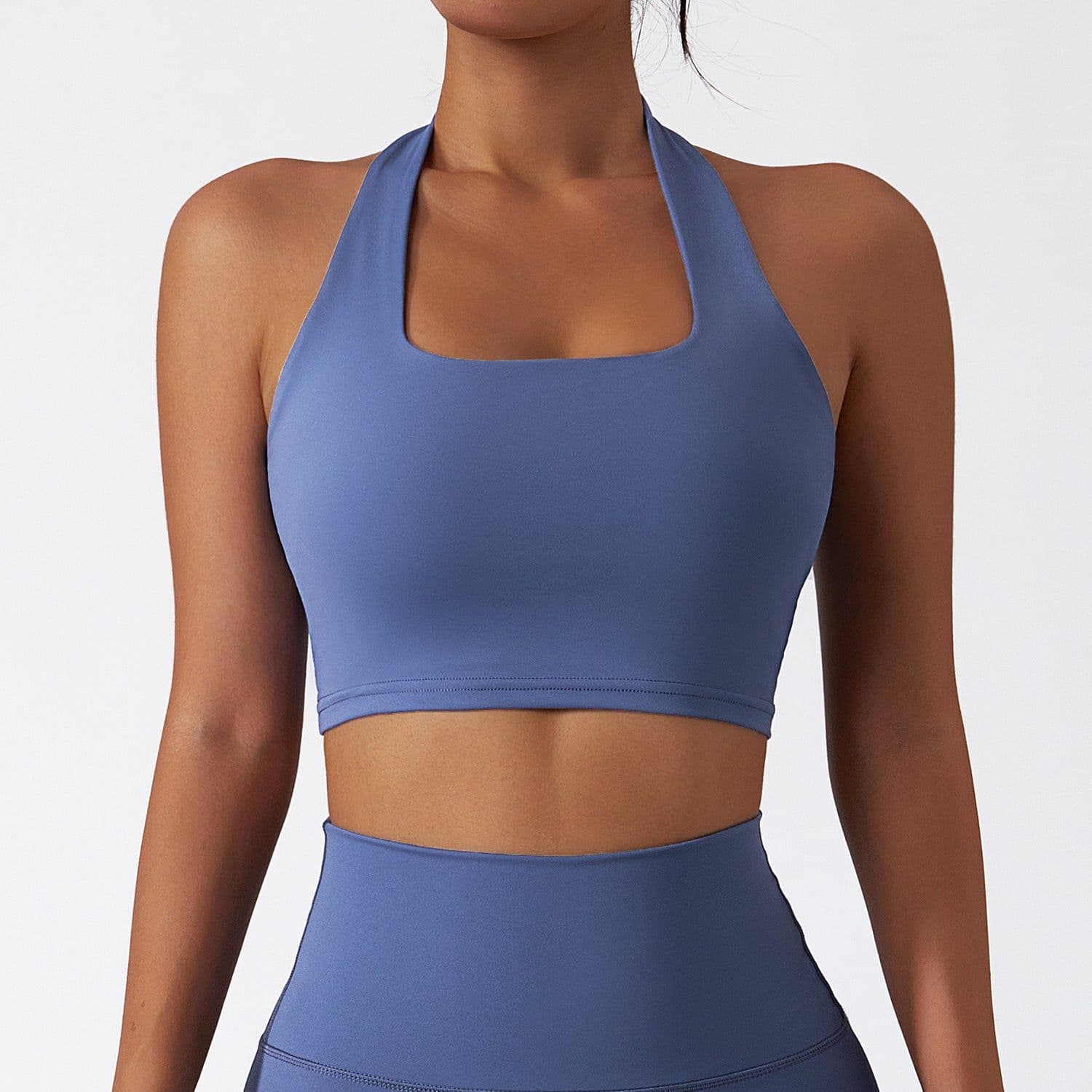 image-Back Halter Sports Bra - Quick-Dry Yoga Black