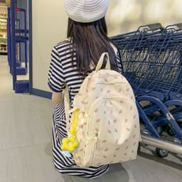image-2022 Summer New Products Korean Street Trend Student Nylon Schoolbag Fashion Floral Casual Couple Backpack